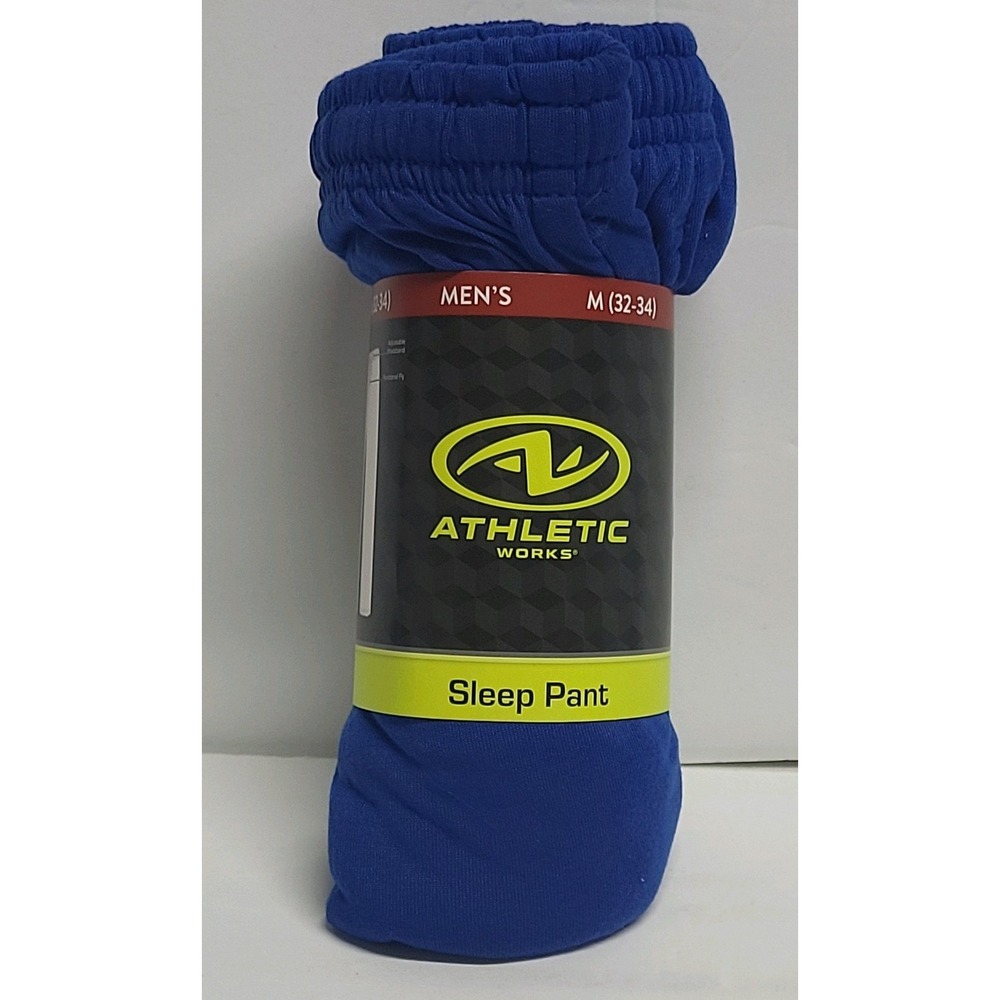 Athletic Works Men's Jersey Sleep Pants MEDIUM Pajama Lounge Royal Blue Pockets
